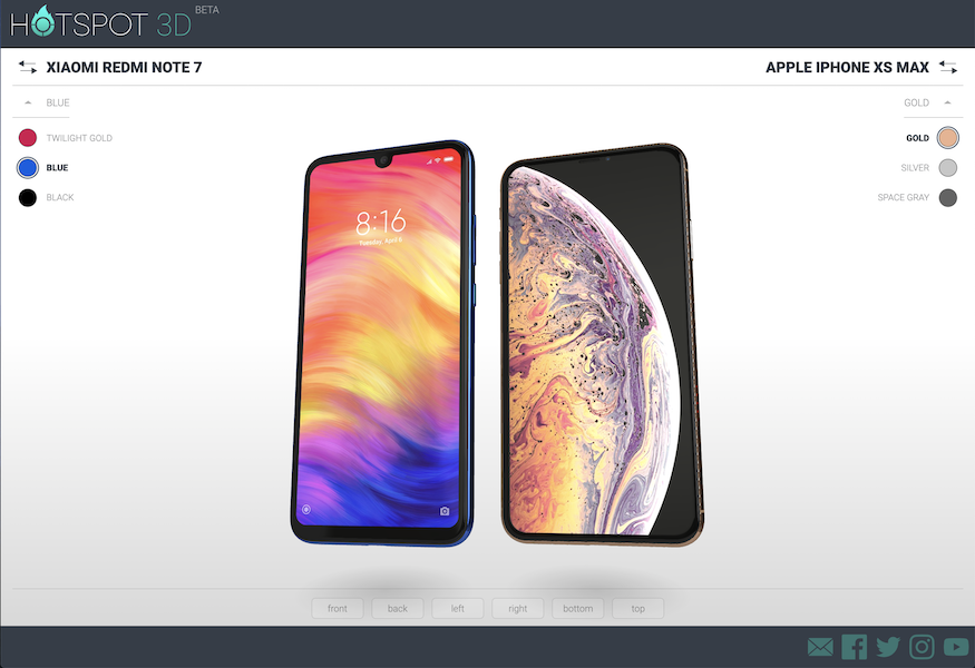 スマホ選びの参考に 3dモデルで手にとったように360度回して比較できるサイト Hotspot 3d Hash Tech ハッシュテック 26歳エンジニアのweb開発録